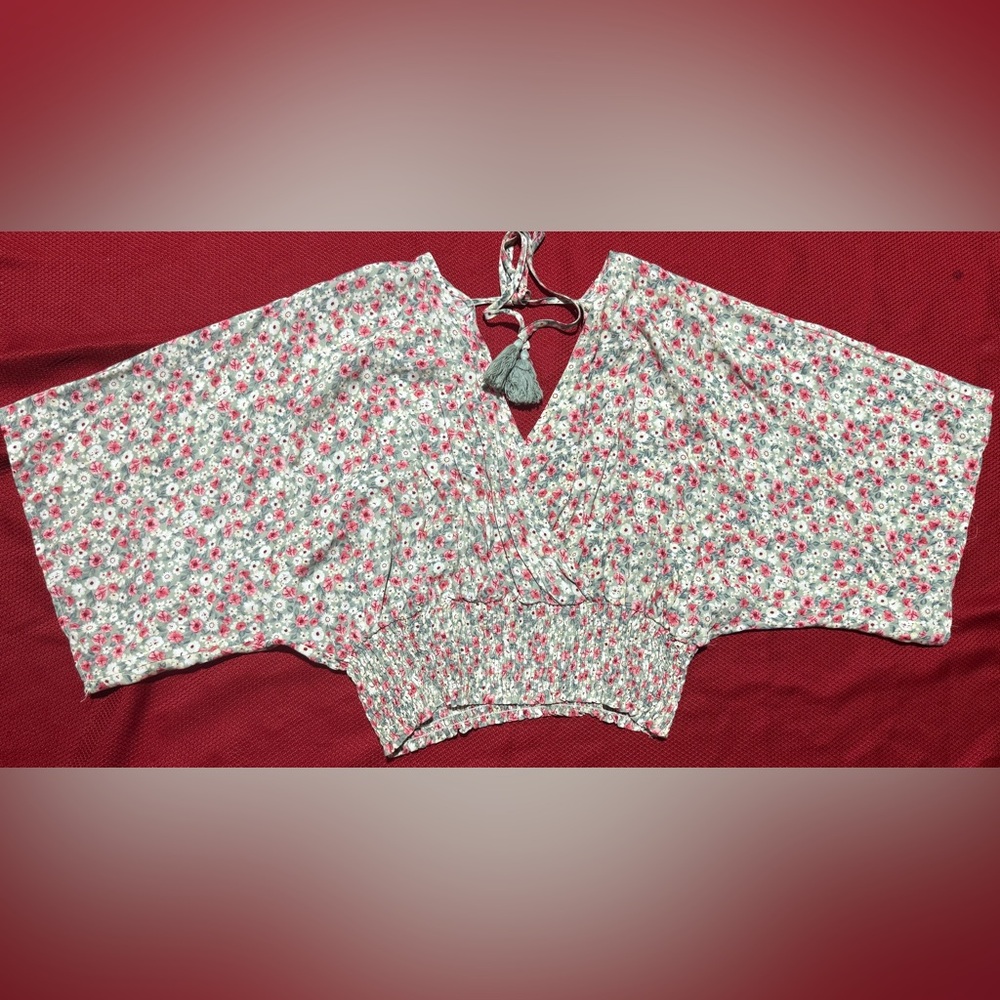 Easel Floral Blouse - Pink and Gray